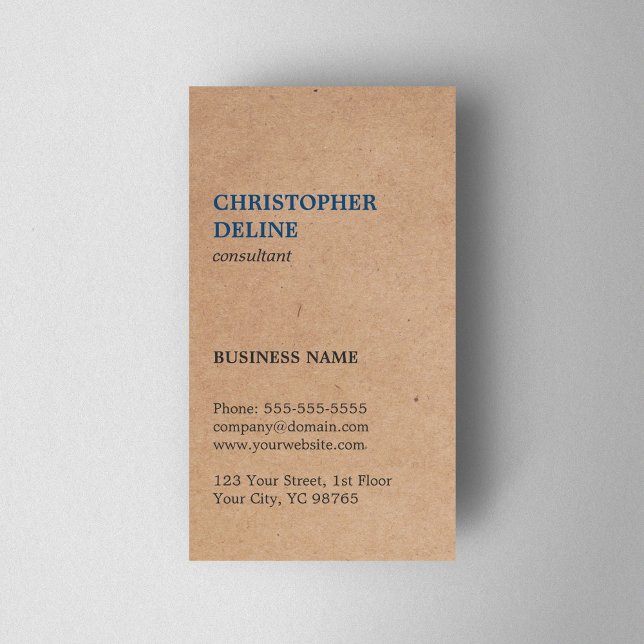 Modern Simple Kraft Cardboard Blue Consultant Business Card (Creator Uploaded)