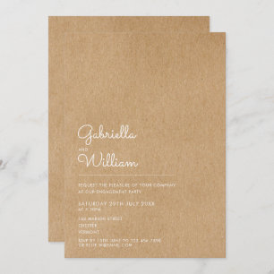 Modern Simple Kraft Engagement Party Invitation