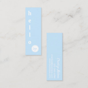 MODERN SIMPLE LARGE HELLO SCRIPT OWN LOGO BLUE MINI BUSINESS CARD