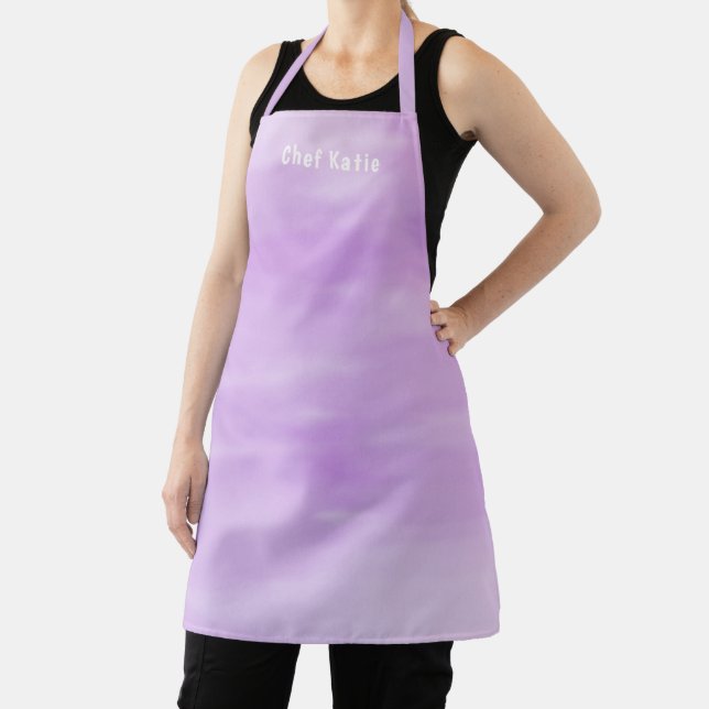 Modern Simple Lavender Chef Name Purple Apron (Insitu)