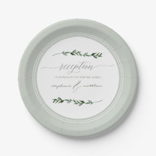 Modern Simple Leaf Foliage Wedding Reception Paper Plate