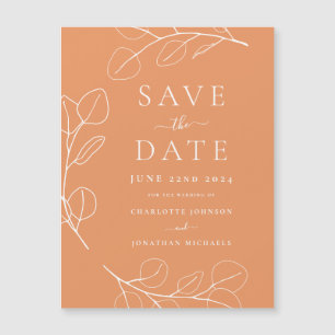 Modern Simple Leaves Apricot Wedding