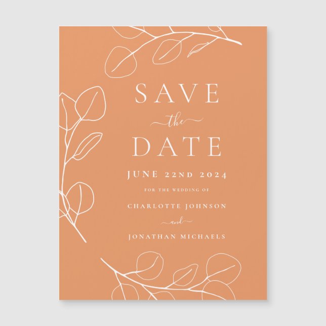 Modern Simple Leaves Apricot Wedding (Front)