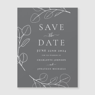 Modern Simple Leaves Grey Wedding