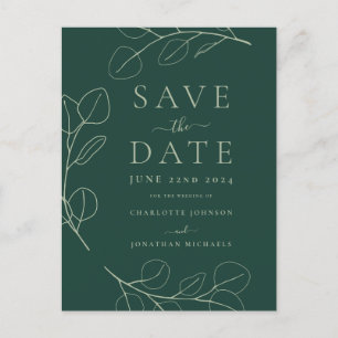 Modern Simple Leaves Wedding Announcement Postcard