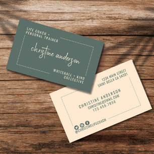 Modern Simple Life Coach Personal Trainer Green Business Card