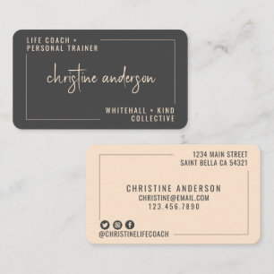 Modern Simple Life Coach Personal Trainer Grey Business Card