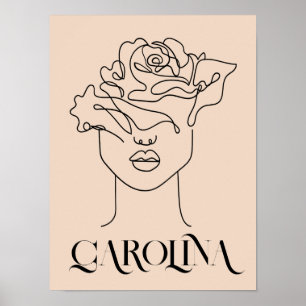 Modern Simple Line Art Black , Boho Chic Poster