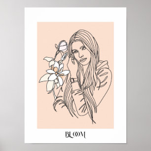Modern Simple Line Art Black , Boho Chic Poster