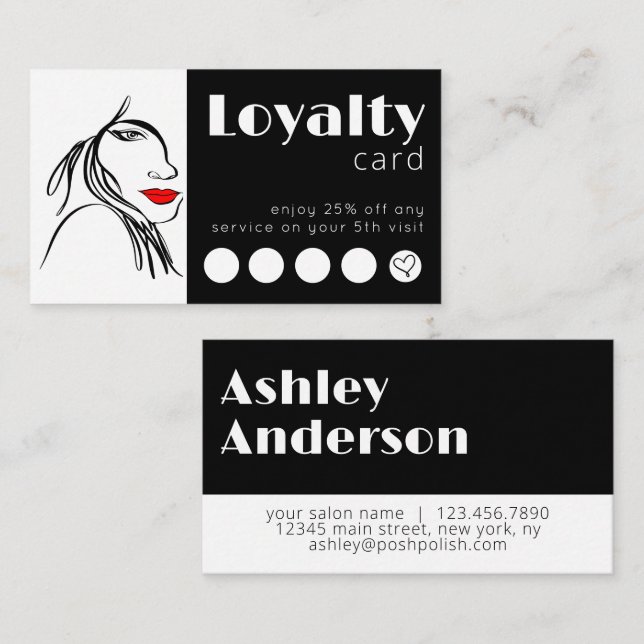 Modern Simple Line Art Salon Add Your Logo Business Card (Front/Back)