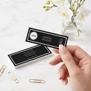 Modern Simple Logo Black White Nail Artist  Mini Business Card