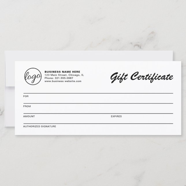 Modern Simple Logo Business Gift Certificate (Front)