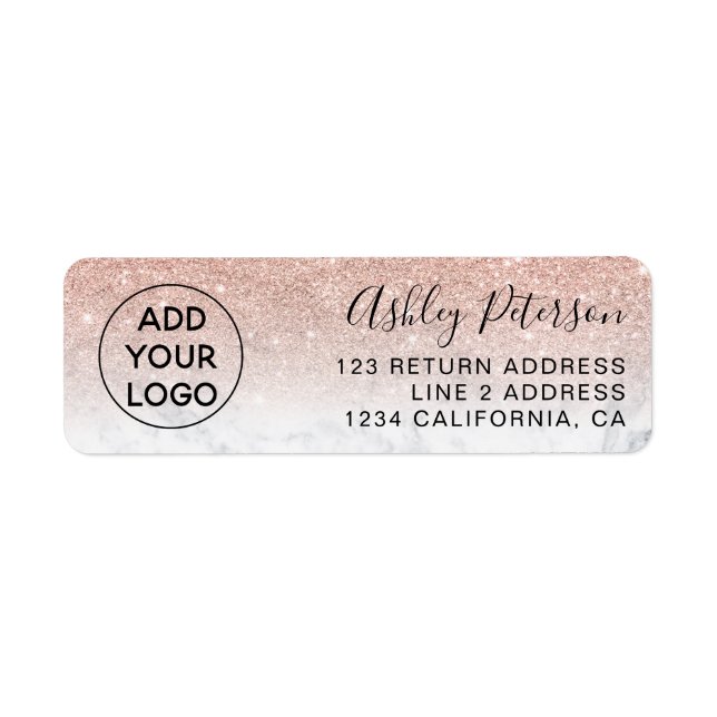 Modern simple logo rose gold glitter marble (Front)