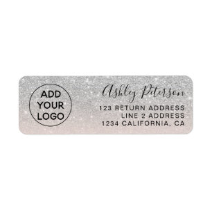 Modern simple logo silver glitter blush pink