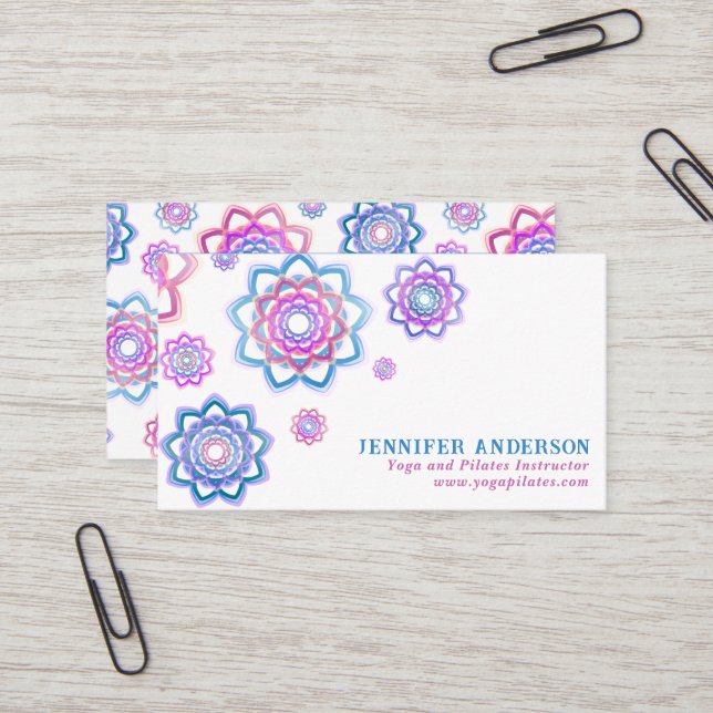 Modern Simple Lotus Personalised Pink Pastel Business Card (Front/Back In Situ)