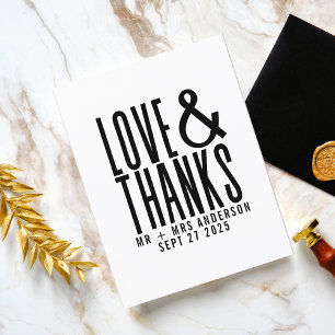 Modern Simple Love and Thanks Thank You Wedding Postcard