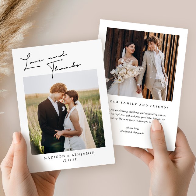 Modern Simple Love and Thanks Wedding  Thank You Card (Creator Uploaded)