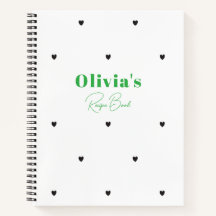 Modern Simple Love Heart Green Personalized Recipe