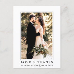 Modern Simple Love Thanks Wedding Photo Postcard