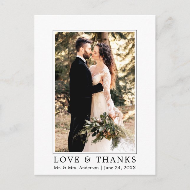 Modern Simple Love Thanks Wedding Photo Postcard (Front)
