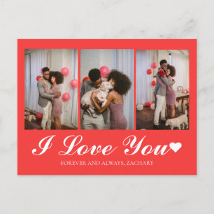 Modern Simple Love valentines day couple 3 photo Holiday Postcard