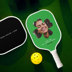 Modern Simple Lucky Charm Love Clover Green Photo Pickleball Paddle
