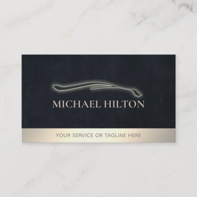 Modern simple luxury powerful car outline business card (Front)