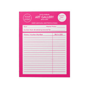 Modern Simple Magenta Add Logo   Auction Sheets Notepad
