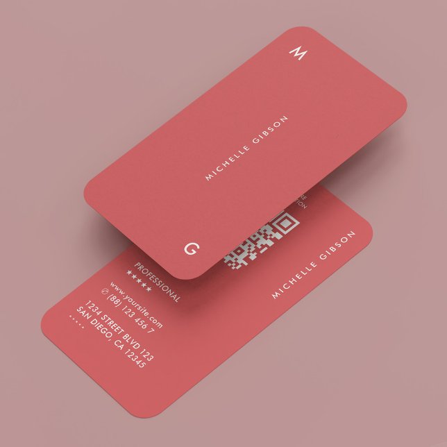 Modern Simple Marketing Professional Pink Coral  Business Card (Modern Simple Marketing Professional Coral Business Card
)