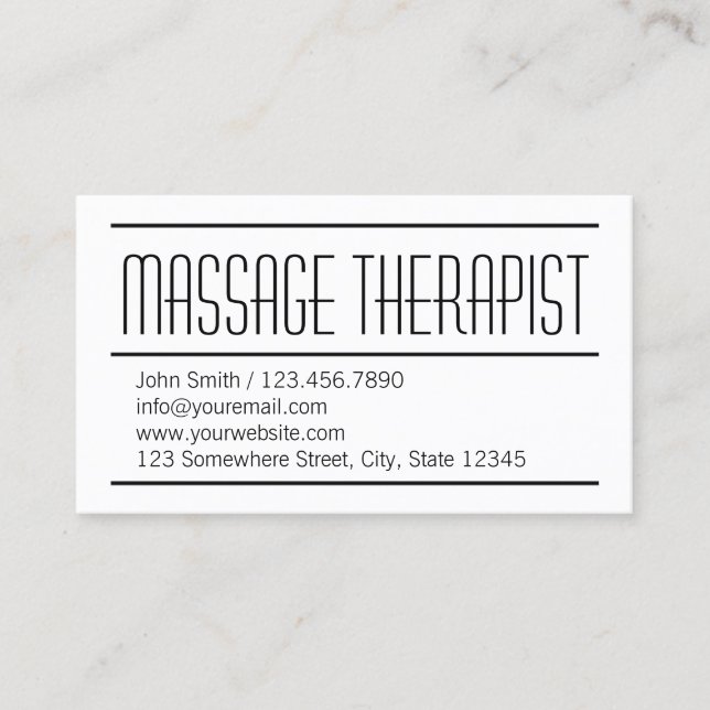 Modern Simple Massage Therapist Business Card (Front)