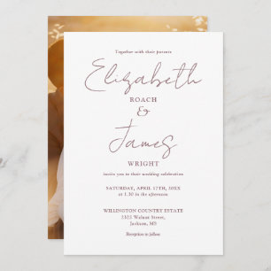 Modern Simple Mauve Elegant Script Photo Wedding Invitation