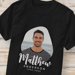 Modern Simple Memorial Custom Photo and Name T-Shirt