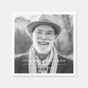 Modern Simple Memorial Remembrance Custom Photo Napkin