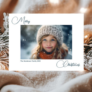 Modern Simple Merry Christmas 1 Photo Postcard