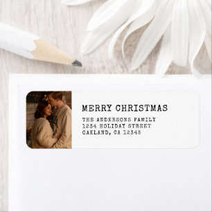 Modern Simple Merry Christmas Couple Photo