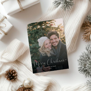 Modern Simple Merry Christmas Overlay Photo Holiday Card