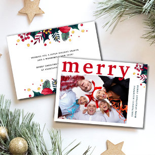 Modern Simple Merry Christmas Photo Business Holiday Card