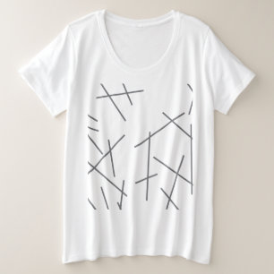 Modern, simple, messy graphic line pattern plus size T-Shirt