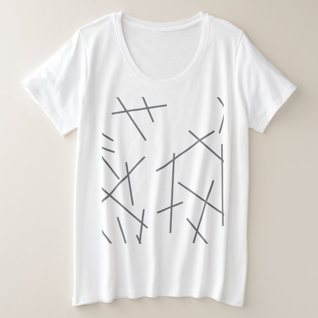 Modern, simple, messy graphic line pattern plus size T-Shirt (Design Front)