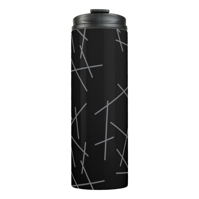 Modern, simple, messy graphic line pattern thermal tumbler (Front)