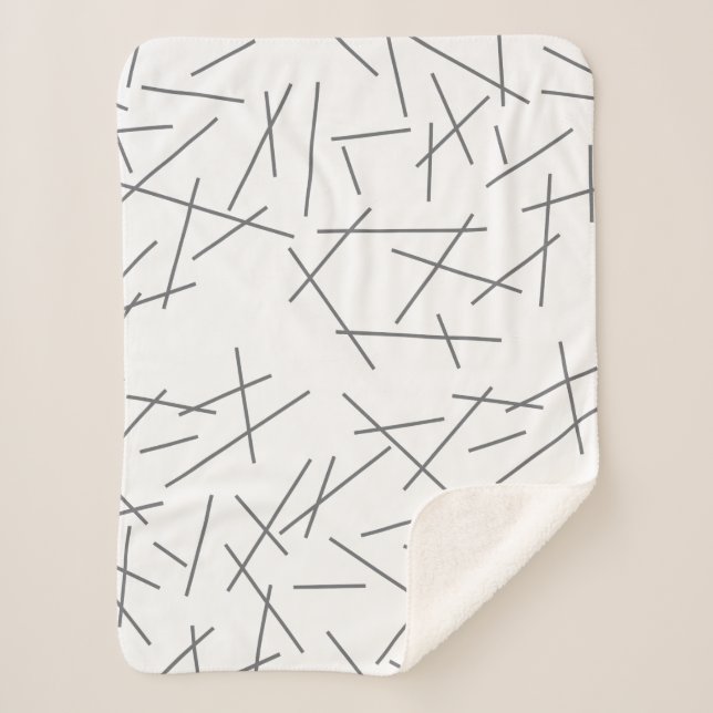 Modern, simple, messy, trendy graphic line pattern sherpa blanket (Front)