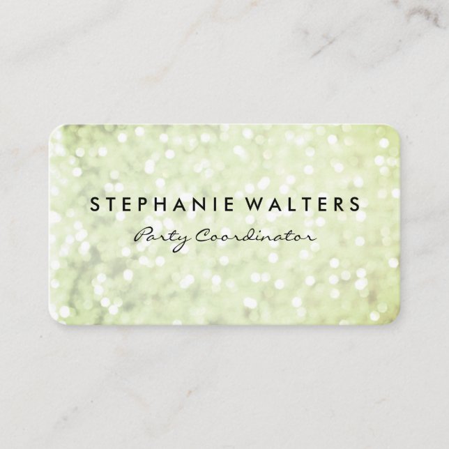 Modern Simple Metallic Silver and Glitter Business Card (Front)