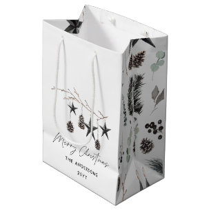 Modern simple minimal Christmas elegant Medium Gift Bag