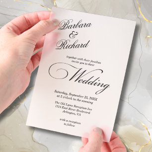 Modern Simple Minimal Elegant Cover Wedding  Vellum Invitations