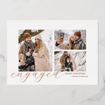 modern simple minimal Engaged Christmas photo