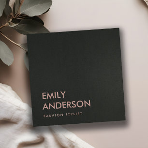 MODERN SIMPLE MINIMAL FAUX DARK SILVER GREY BLACK SQUARE BUSINESS CARD