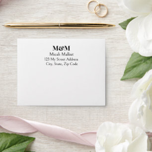 Modern Simple Minimal, Monogram Black and White Envelope