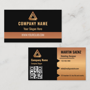 Modern Simple Minimal QR Code Social Media Black Business Card