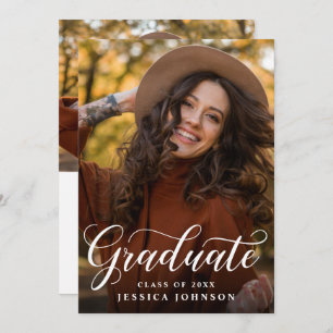 Modern Simple Minimalist 2 PHOTO Graduation Party Invitation