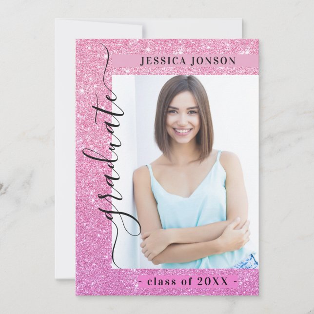 Modern Simple Minimalist 2 PHOTO Graduation Party Invitation (Front)